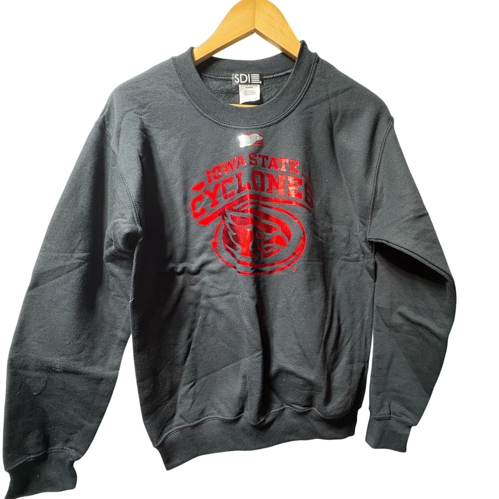 SDI Iowa State Cyclones Mascot Foil Crew Neck Sweatshirt Small Black Red Cotton